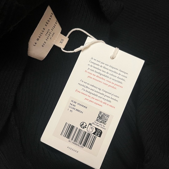 NWT Sezane Vivianne Dress Black XS - Picture 7 of 7